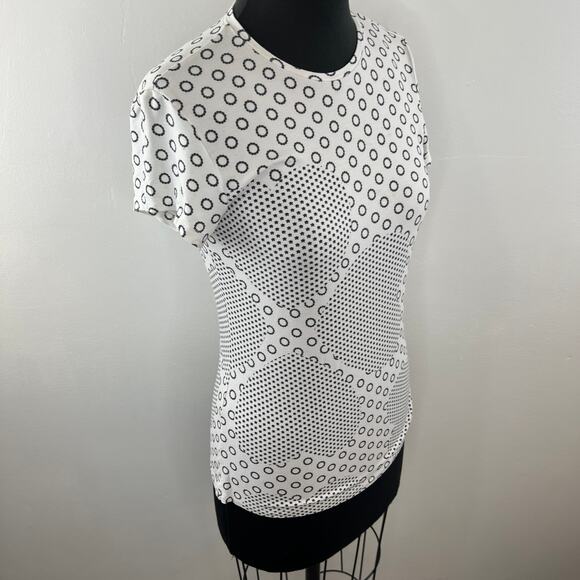 TED BAKER London White Black Heart Polka Dot Printed Fitted Tee Shirt Crewneck 2 - Picture 4 of 9